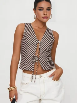 Stripe Knotted V-Neck Tank Top