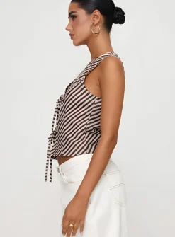 Stripe Knotted V-Neck Tank Top
