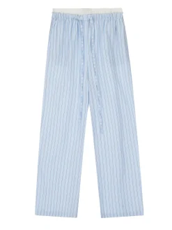 Stripe Loose Double-Waisted Tie Front Pants