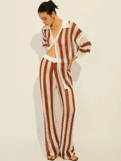 Stripe Polo Knit Pants Set