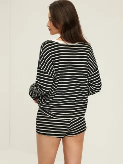 Striped Button Jersey Shorts Set