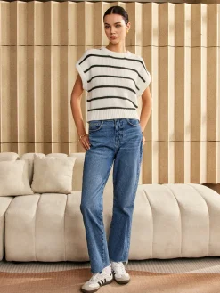 Striped Cap Sleeve Sweater