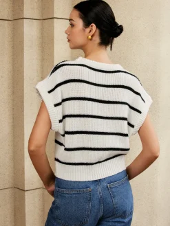 Striped Cap Sleeve Sweater