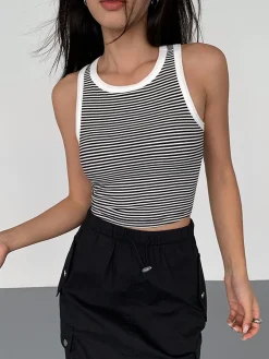 Striped Crew Neck Tank Top