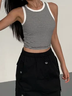 Striped Crew Neck Tank Top
