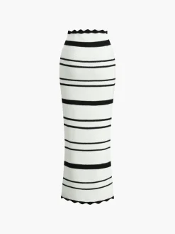 Striped Knotted Backless Skirt Set