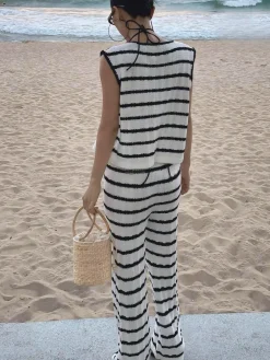 Striped Knotted Sweater Set