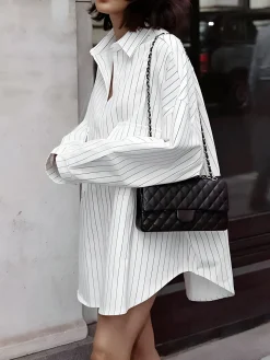 Striped Large Pockets Long Sleeve Shirt