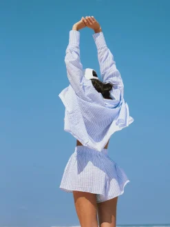 Striped Long Sleeve Shirt With Shorts Set