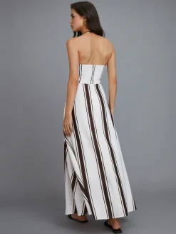 Striped Off-Shoulder Long Dress