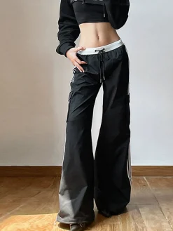 Striped Patchwork Drawstring Pants
