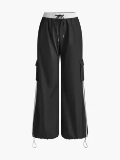 Striped Patchwork Drawstring Pants