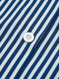 Striped Ruffle-Sleeve Polo Shirt