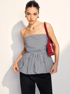 Striped Strapless Bubble Tank Top