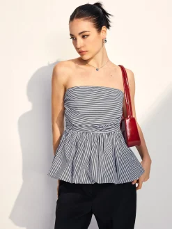 Striped Strapless Bubble Tank Top