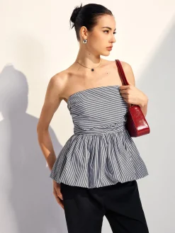 Striped Strapless Bubble Tank Top