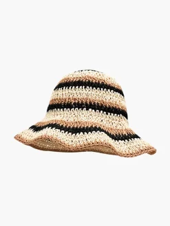 Striped Straw Bucket Hat