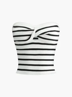 Striped Twist Detail Tube Top