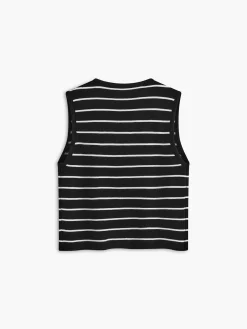 Striped V-Neck Tie Front Sweater Vest