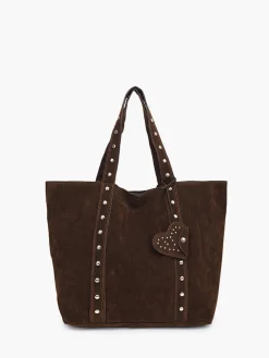 Studded Clasp Button Shoulder Bag