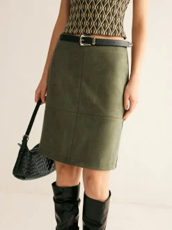 Suede A-Line Skirt Without Belt