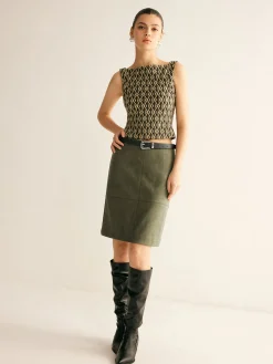 Suede A-Line Skirt Without Belt