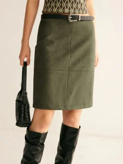 Suede A-Line Skirt Without Belt