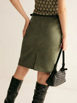 Suede A-Line Skirt Without Belt
