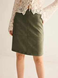 Suede A-Line Skirt Without Belt