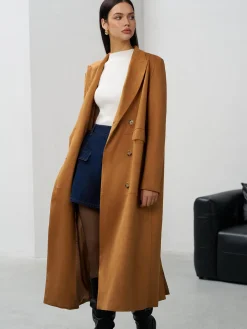Suede Button Long Blazer