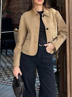 Suede Soft Button Lapel Jacket