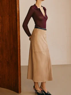 Suede Straight Skirt Without Belt