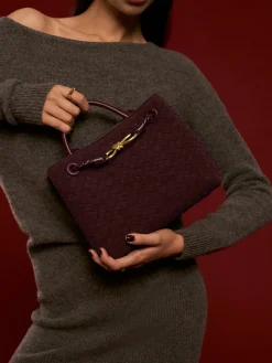 Suede Woven Tote Bag