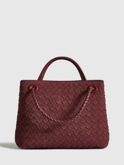 Suede Woven Tote Bag