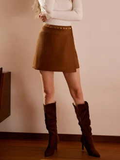 Suede Wrap Mini Skirt