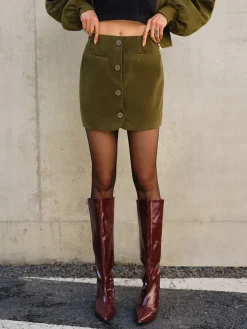 Suede Zipper Mini Skirt