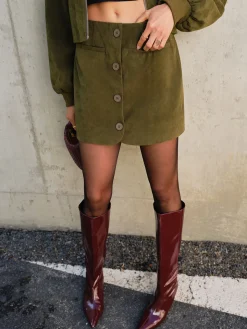Suede Zipper Mini Skirt
