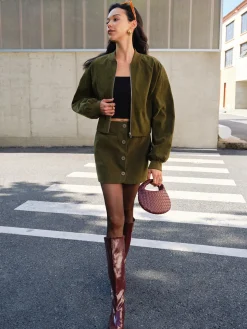 Suede Zipper Mini Skirt