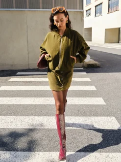 Suede Zipper Mini Skirt