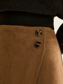 Suede Zipper Wrap Skirt