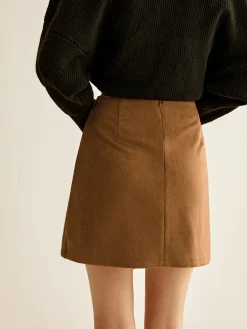 Suede Zipper Wrap Skirt