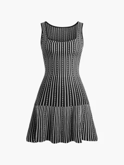Summer Contrast Trim Striped Short Dress