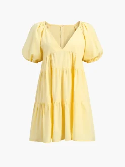 Sunshine Zippered Plunge Skater Short Dress