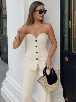 Sweetheart Button Up Tube Top