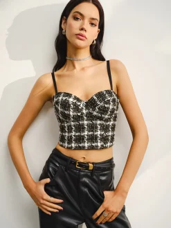 Sweetheart Checked Crop Cami Top