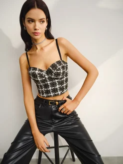 Sweetheart Checked Crop Cami Top