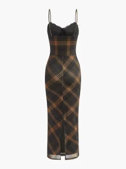Sweetheart Checked Tulle Cami Dress