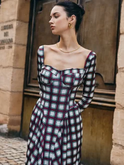 Sweetheart Plaid Pleated Dress