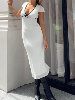Sweetie Contrast Trim Midi Dress