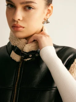 Teddy Lined PU Leather Vest
